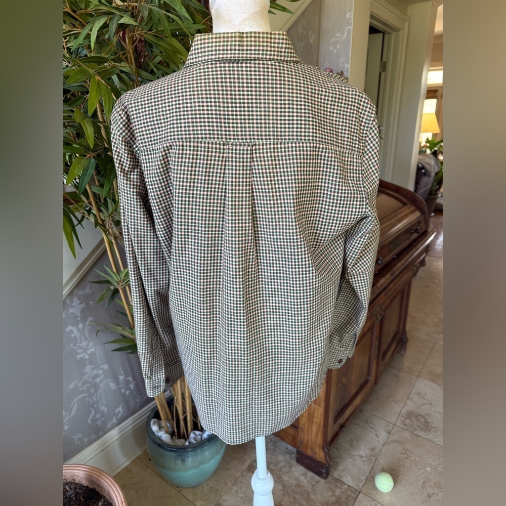 Lemon grass ladies large petite 100% cotton Christmas shirt plaid EXC COND - Picture 6 of 14